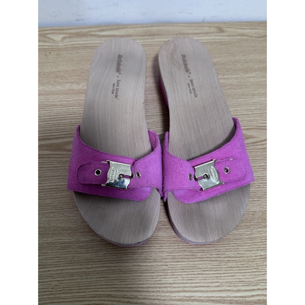 DR SCHOLLS X KATE SPADE Vintage Style  pink Slide sandals Women Sz 7 - Picture 3 of 8